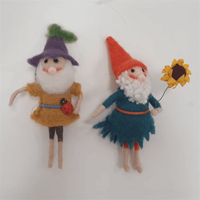 Gisela Graham Assorted Wool Gnomes With Sunflower & Ladybird Decoration